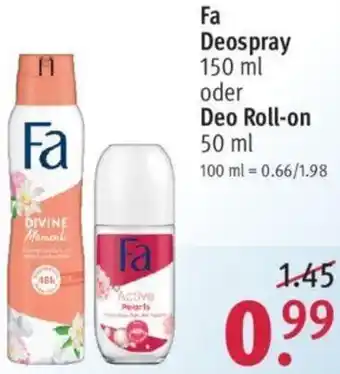 Rossmann Fa Deospray 150ml oder Deo Roll-on 50ml Angebot