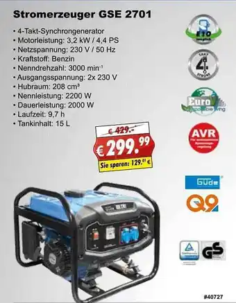 Stabilo Fachmarkt Stromerzeuger Gse2701 Güde Angebot