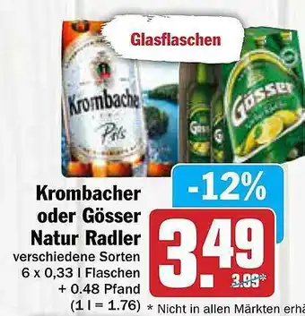 AEZ Krombacher Oder Gösser Natur Radler Angebot