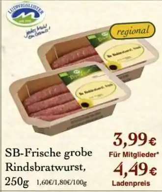 LPG Biomarkt Sb-frische Grobe Rindsbratwurst Angebot