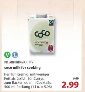 basic Dr Antonio Martins Coco Milk For Cooking Angebot