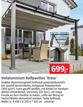 Bauhaus Vollaluminium raffpavillon 'kreta' Angebot