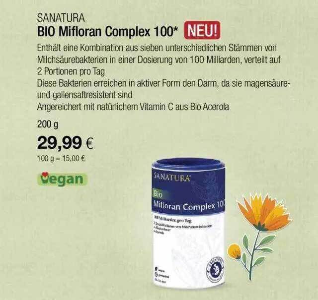 Sanatura Bio Mifloran Complex 100 Angebot bei Vitalia