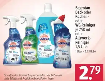 Rossmann Sagrotan Bad oder Küchen oder WC Reiniger 750ml oder Allzweckreiniger 1,5L Angebot