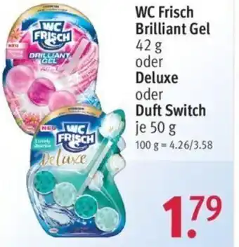 Rossmann WC Frisch Brilliant Gel 42g oder Deluxe oder Duft Switch 50g Angebot