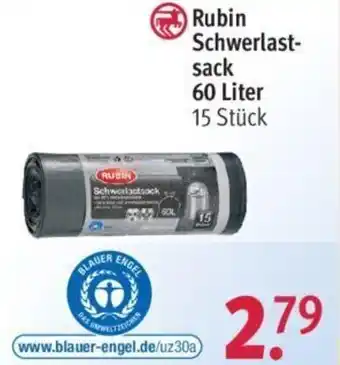 Rossmann Rubin Schwerlastsack 60 Liter 15 Stück Angebot