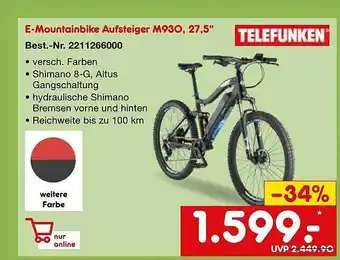 Netto Marken-Discount Telefunken E-mountainbike Aufsteiger M930 27,5 Angebot