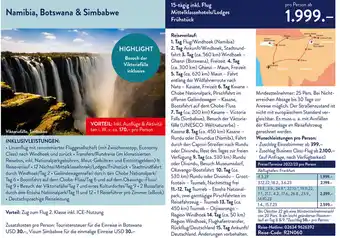 Aldi Süd Reisen Namibia, Botswana & Simbabwe Angebot