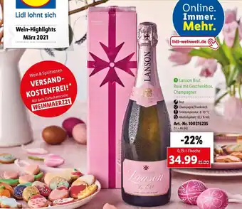 Lidl Lanson Brut Rosé mit Geschenkbox, Champagner Angebot