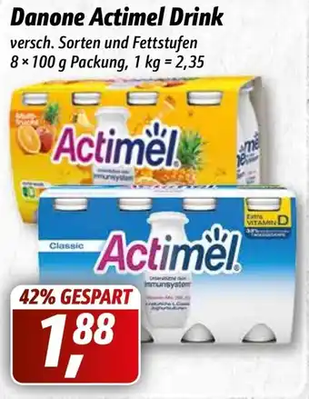 Simmel Danone Actimel Drink 8x100g Packung Angebot