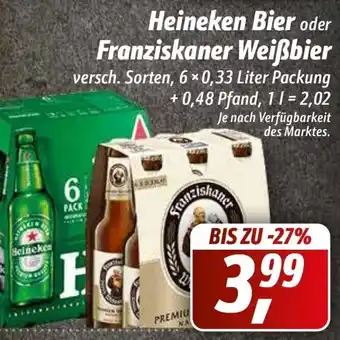 Simmel Heineken Bier oder Franziskaner Weißbier 6x0,33L Angebot