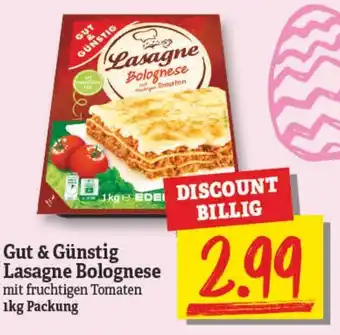 NP Discount Gut & Günstig Lasagne Bolognese 1kg Packung Angebot