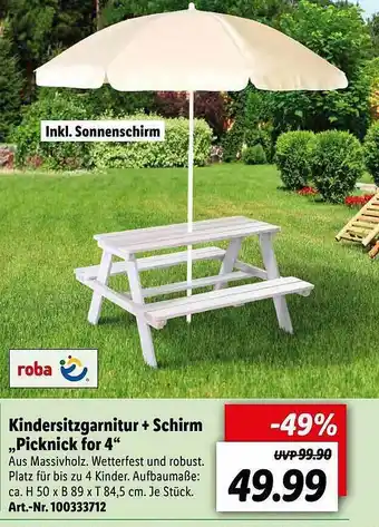 Lidl Kindersitzgarnitur + Schirm „picknick For 4” Roba Angebot