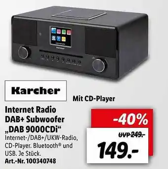 Lidl Karcher Internet Radio Dab+ Subwoofer „dab 9000cdi” Angebot