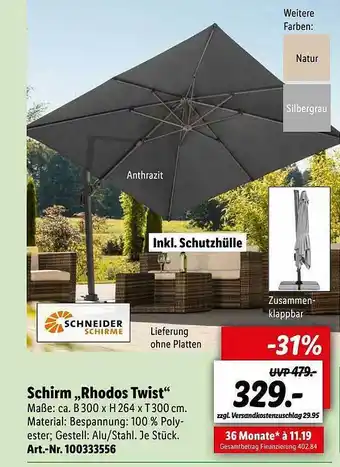 Lidl Schneider Schirme Schirm „rhodos Twist“ Angebot