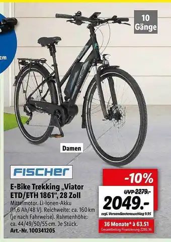 Lidl Fischer E-bike Trekking „viator Etd - Eth 1861“ 28 Zoll Angebot