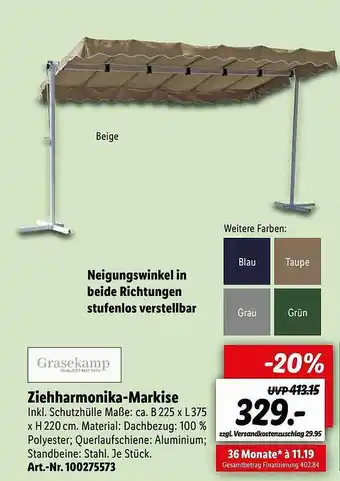 Lidl Grasekamp Ziehharmonika-markise Angebot