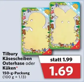 Combi Tilbury Käsescheiben Osterhase oder Küken 150g Packung Angebot