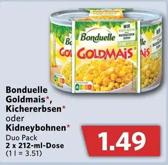 Combi Bonduelle Goldmais, Kichererbsen oder Kidneybohnen 2x212 ml Dose Angebot