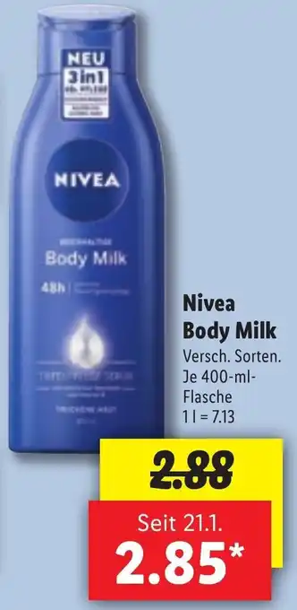 Lidl Nivea Body Milk Je 400ml Angebot