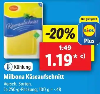 Lidl Milbona Käseaufschnitt Je 250g Angebot