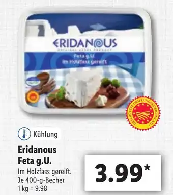 Lidl Eridanous Feta g.U. 400g Angebot