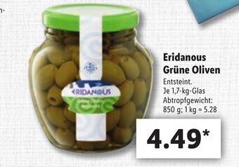 Lidl Eridanous Grüne Oliven 1 1,7kg Glas Angebot