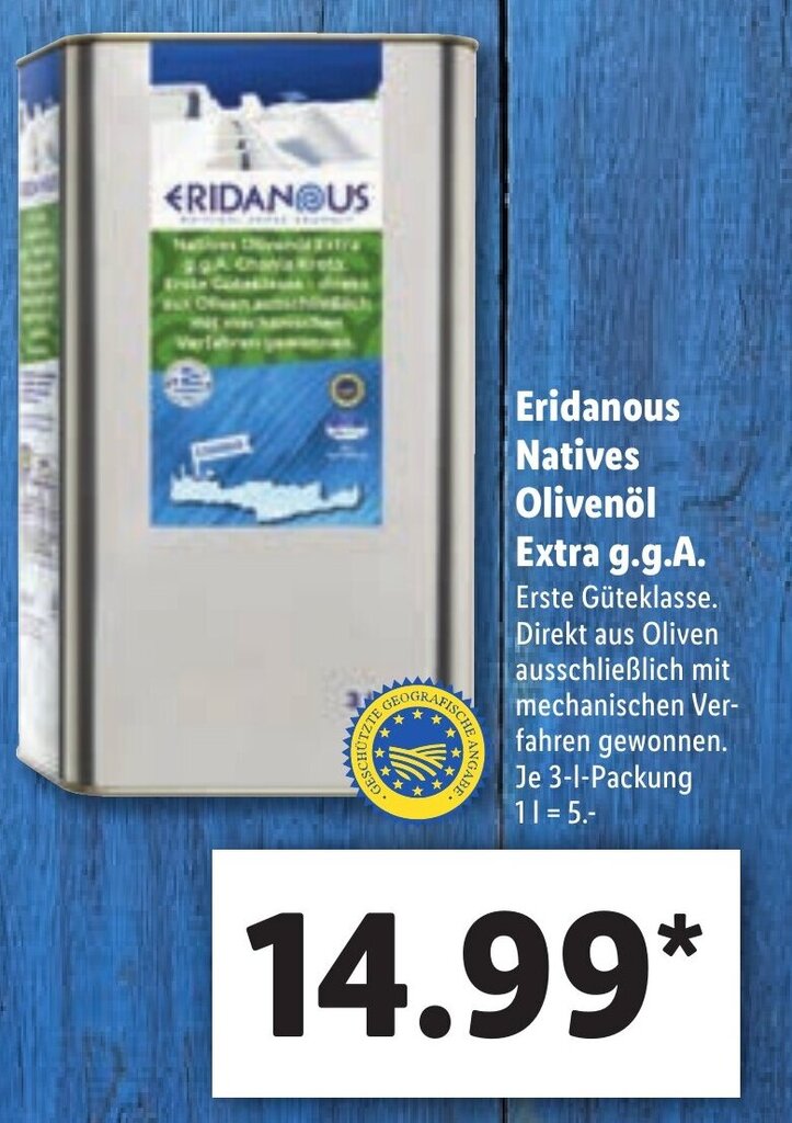 Eridanous Natives Olivenöl Extra g.g.A. Angebot bei Lidl