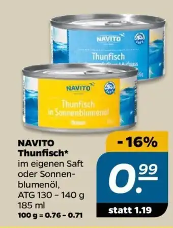 NETTO Navito Thunfisch 185ml Angebot