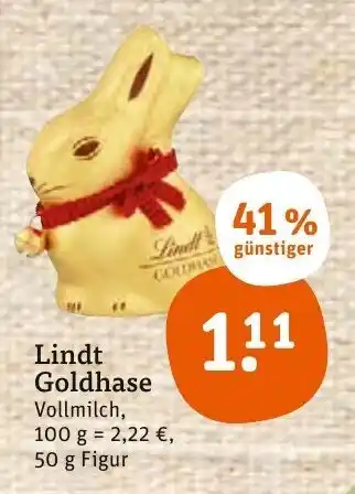 tegut Lindt Goldhase 50g Angebot