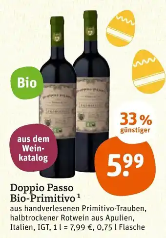 tegut Doppio Passo Bio Primitivo 0,75L Flasche Angebot