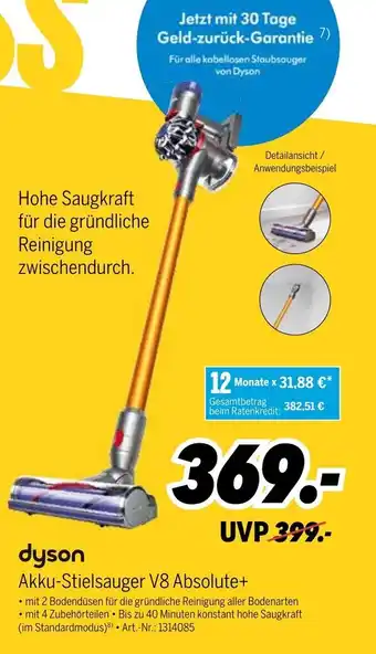 MEDIMAX dyson Akku-Stielsauger V8 Absolute+ Angebot