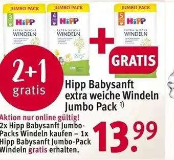 Rossmann Hipp Babysanft extra weiche Windeln Jumbo Pack Angebot