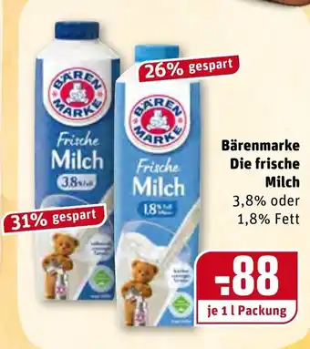 REWE Bärenmarke Die frische Milch 1L Angebot