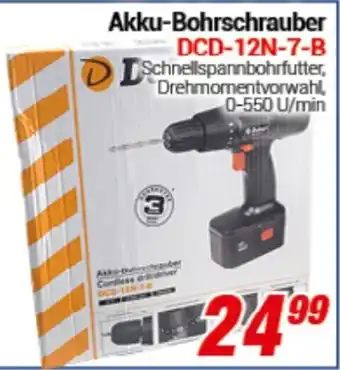 CENTERSHOP Akku Bohrschrauber DCD-12N-7-B Angebot