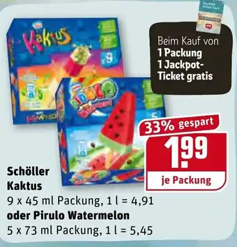 REWE Schöller Kaktus 9x45ml oder Pirulo Watermelon 5x73ml Angebot