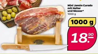 NETTO Mini Jamon Curado mit Halter u. Messer 1kg Angebot