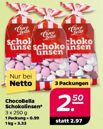 NETTO ChocoBella Schokolinsen 3*250g Angebot