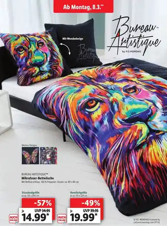 Lidl Bureau Artistique Mikrofaser Bettwäsche, Standardgröße, Komfortgröße Angebot