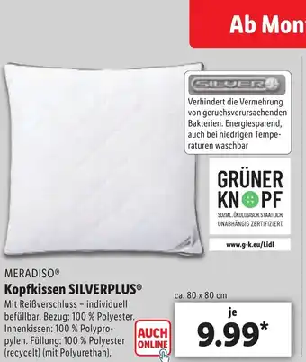 Lidl Meradiso Kopfkissen silverplus Angebot