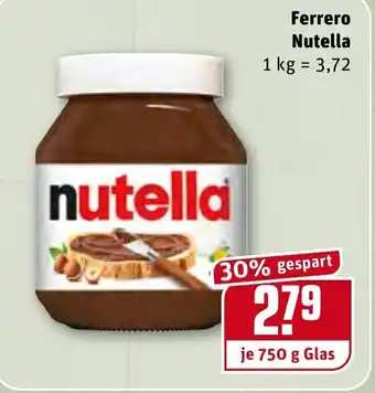 REWE Ferrero Nutella 750g Glas Angebot