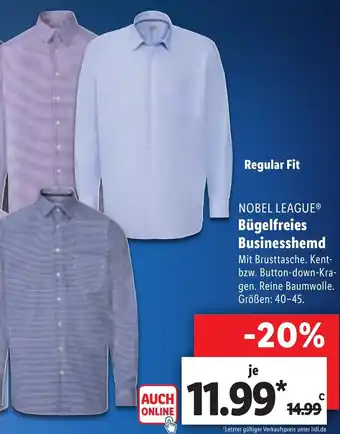 Lidl Nobel League Bügelfreies Businesshemd Angebot