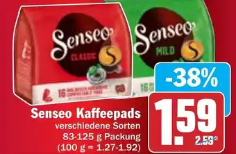 Hit Senseo Kaffeepads 83-125g Packung Angebot