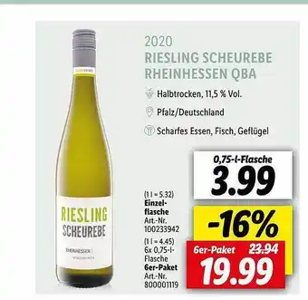 Lidl 2020 Riesling Scheurebe Rheinhessen Qba Angebot