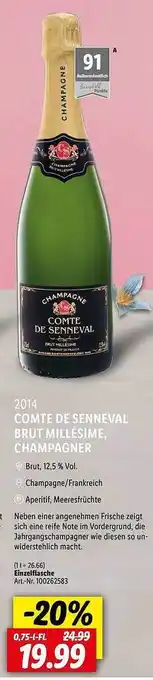 Lidl 2014 Comte De Senneval Brut Millésime, Champagner Angebot