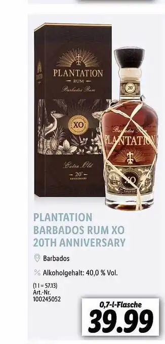 Lidl Plantation Barbados Rum Xo 20th Anniversary Angebot