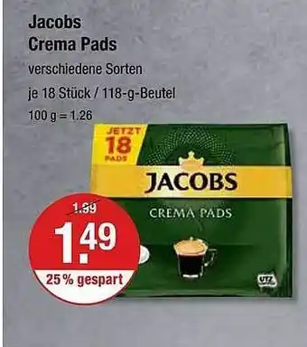 V Markt Jacobs Crema Pads Angebot