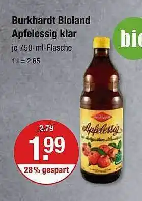 V Markt Burkhardt Bioland Apfelessig Klar Angebot