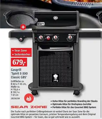 Bauhaus Gasgrill 'spirit E-330 Clasic Cgs' Sear Zone Angebot