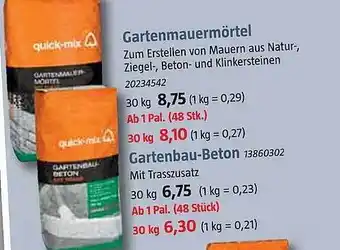 Bauhaus Gartenmauzermörtel Gartenbau-beton Angebot